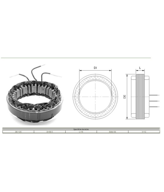 STATORE ALTERNATORE 12 V (EST.ø 125 mm-INT.ø 89,5 mm-SPESS. 18 mm) BMW CITROEN
