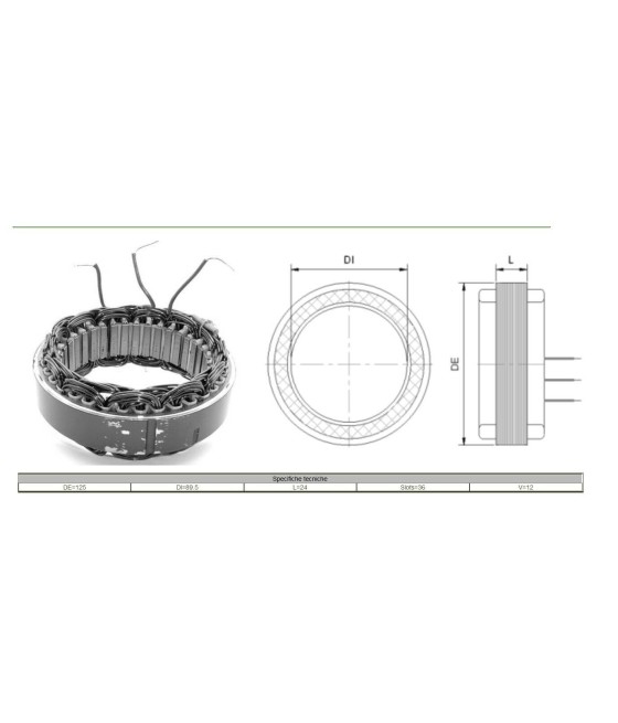 STATORE ALTERNATORE 12 V (EST.ø 125 mm-INT.ø 89,5 mm-SPESS. 24 mm) BMW CITROEN