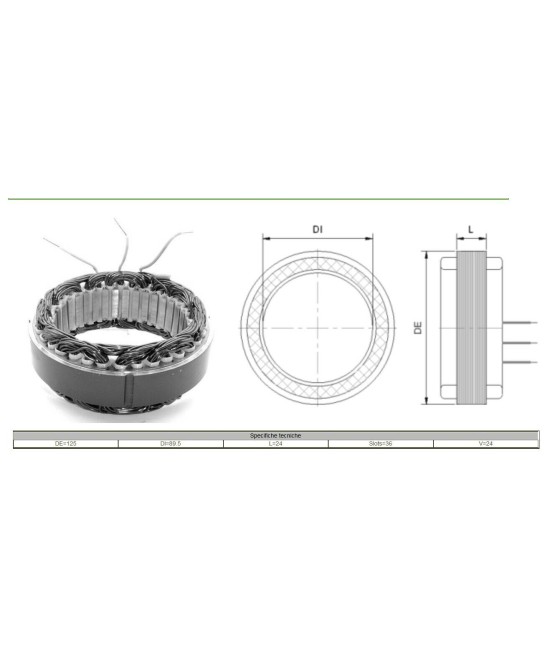 STATORE ALTERNATORE 24 V (EST.ø 125 mm-INT.ø 89,5 mm-SPESS. 24 mm) BMW FIAT FORD