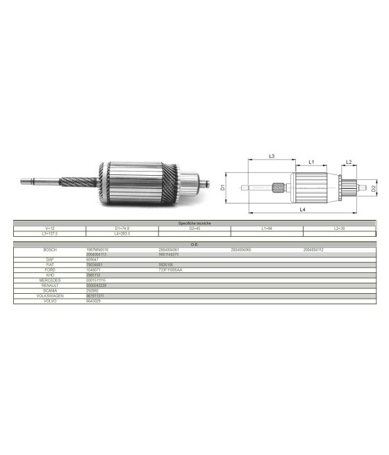INDOTTO MOTORINO AVVIAMENTO 12V DAF FIAT FORD MERCEDES RENAULT SCANIA VW VOLVO