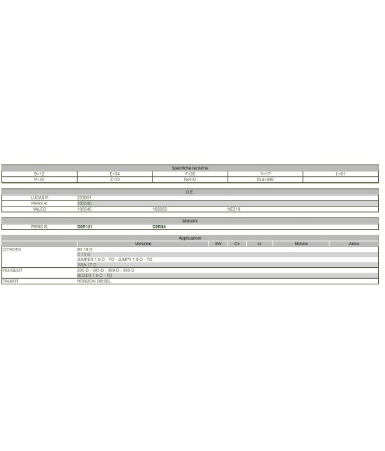 PIGNONE MOTORINO AVVIAMENTO CITROEN BX C15D JUMPER JUMPY VISA PEUGEOT 205 305
