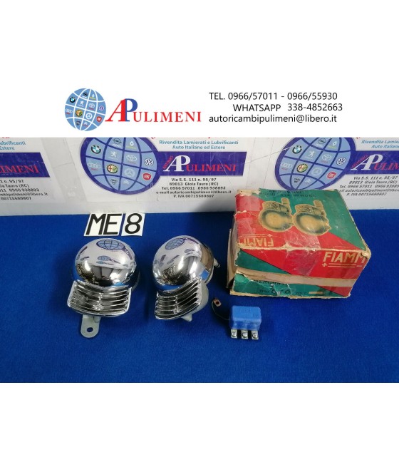 COPPIA TROMBE BITONALE CROMATE 6V FIAMM CTO MERCURY AUTO EPOCA