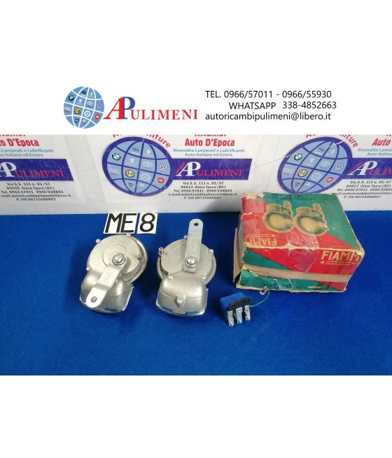COPPIA TROMBE BITONALE CROMATE 6V FIAMM CTO MERCURY AUTO EPOCA