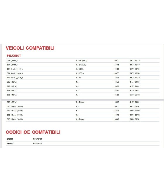 COPPIA DISCHI FRENO ANTERIORE ø 263 PEUGEOT 304 1.1-1.3-1.4 D-PEUGEOT 305 1.3-1.