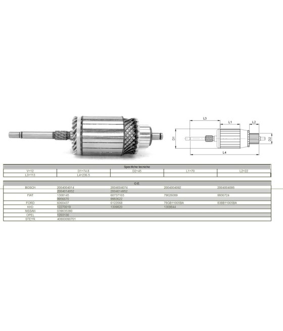 INDOTTO MOTORINO AVVIAMENTO 12V FIAT FORD KHD NISSAN OPEL STEYR